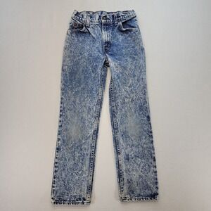 VTG 90s Levis Jeans Size 14 24x26 Acid Wash Straight Orange Tab USA Made Denim